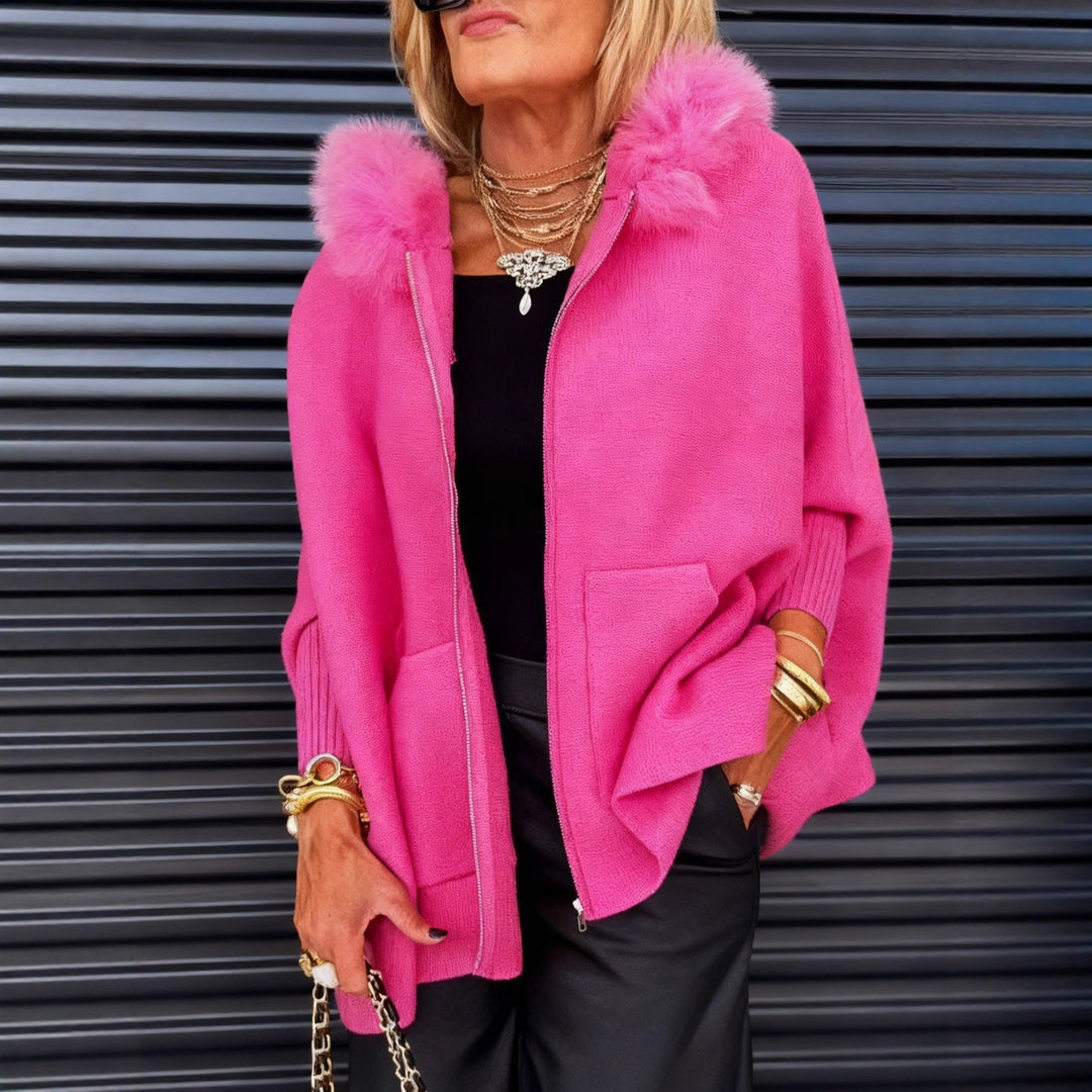 Elise | Veste Casual à Col en Fausse Fourrure Uni
