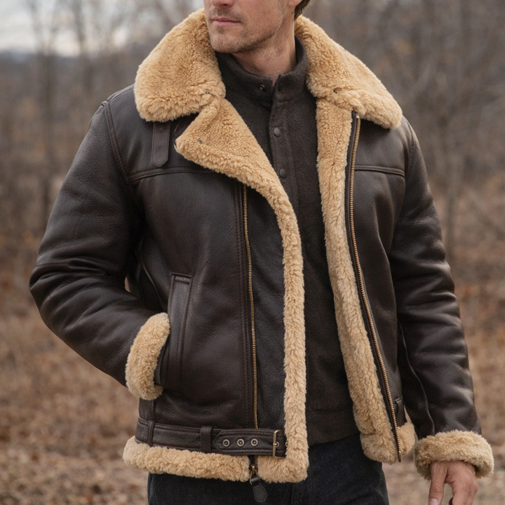 Veste Aviateur en Cuir d'Agneau Premium – Double Teddy