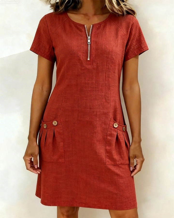 Robe en coton avec fermeture éclair