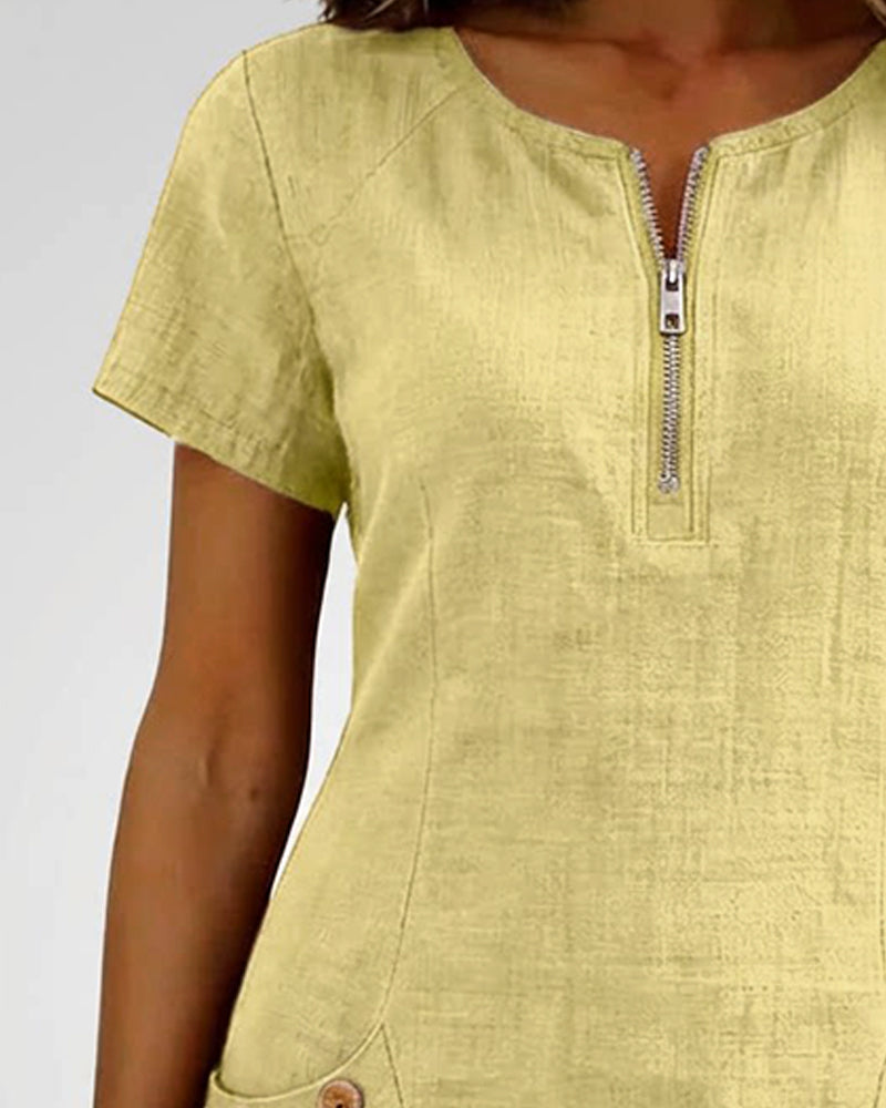 Robe en coton avec fermeture éclair