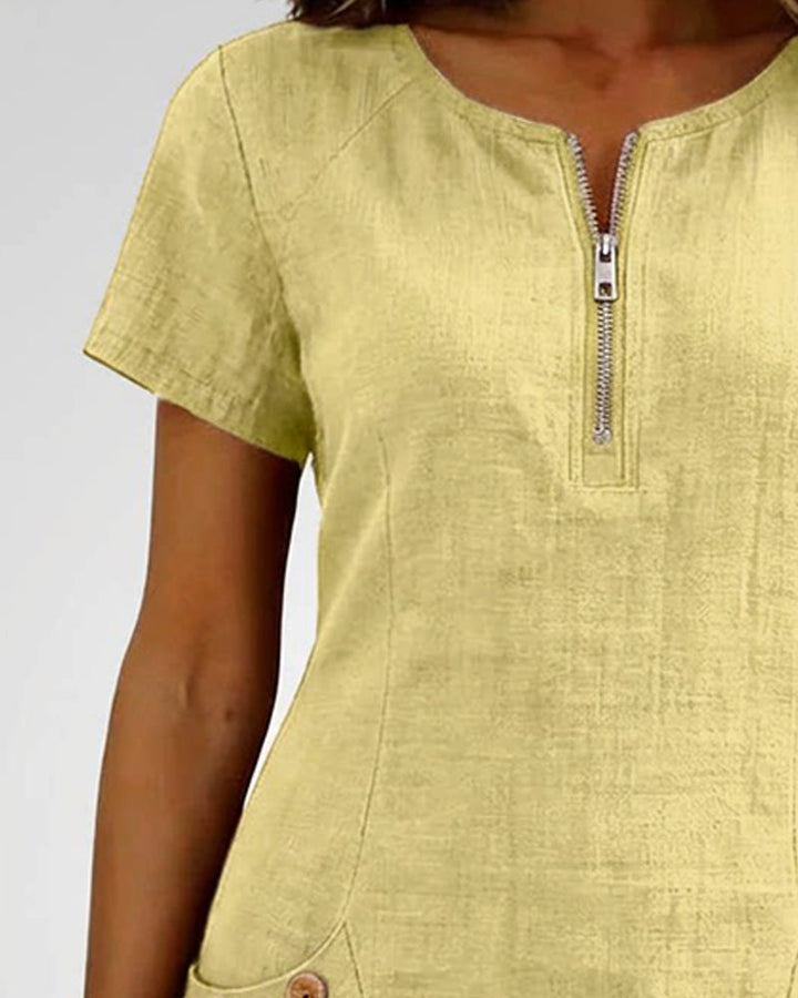 Robe en coton avec fermeture éclair