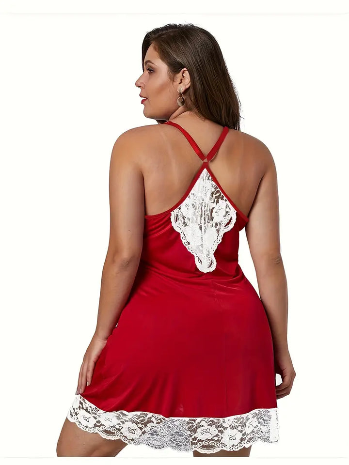 DIANA – Robe de nuit sexy grande taille avec dentelle et décolleté en V