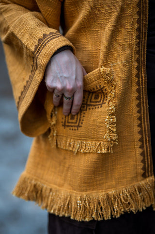 Kimono / Gilet Imprimé Aztec Ocre