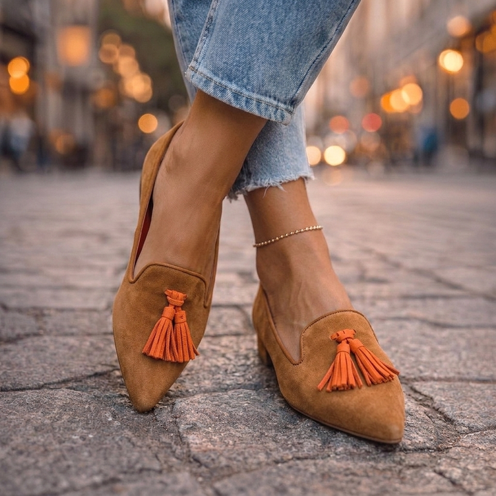 Evelyn | Ballerines Pointues avec Franges