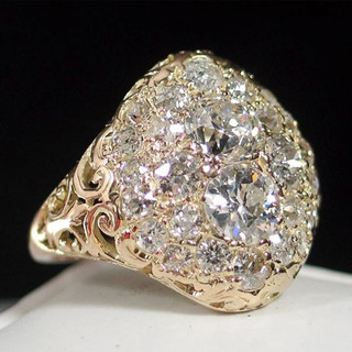 Bague Vintage en Or avec Diamants Ronds