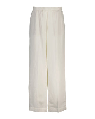 Pantalons en Mélange de Lin à Enfiler Blanc d'Oeuf