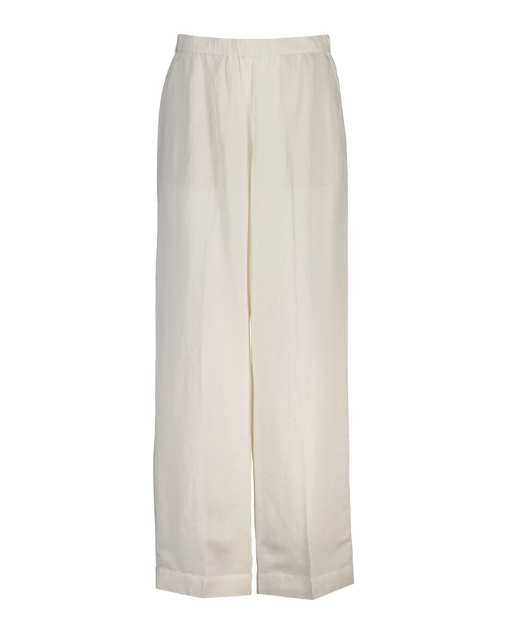 Pantalons en Mélange de Lin à Enfiler Blanc d'Oeuf