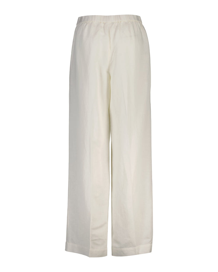 Pantalons en Mélange de Lin à Enfiler Blanc d'Oeuf