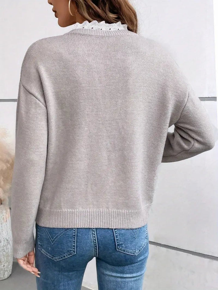 Lise - Pull en tricot élégant avec col en dentelle pour femmes