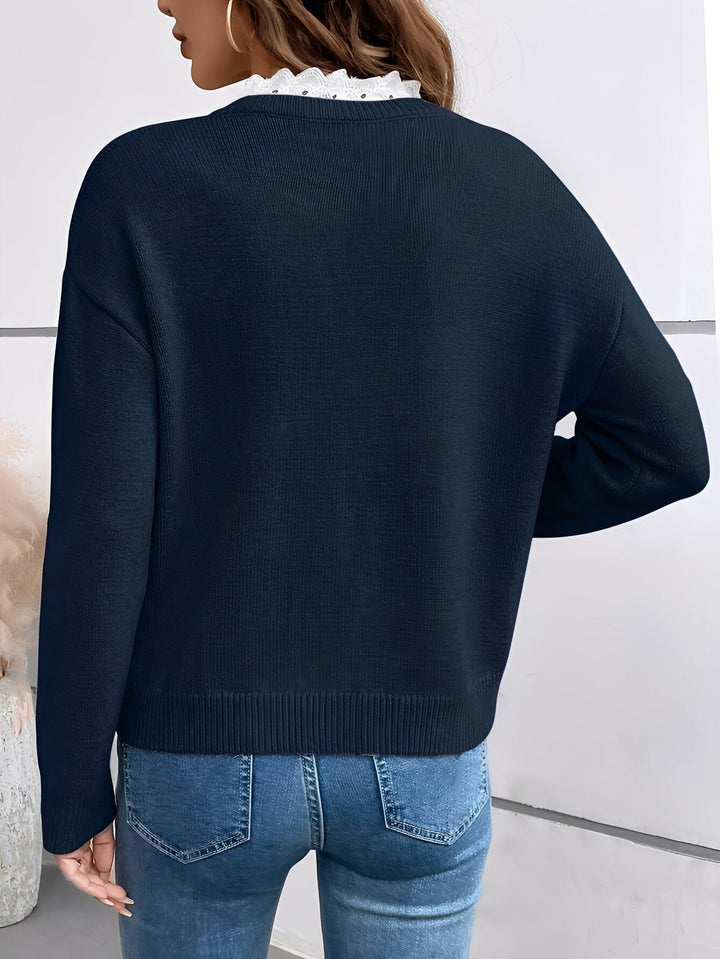 Lise - Pull en tricot élégant avec col en dentelle pour femmes