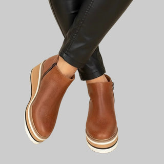 Flo | Bottines à talon compense avec fermeture éclair