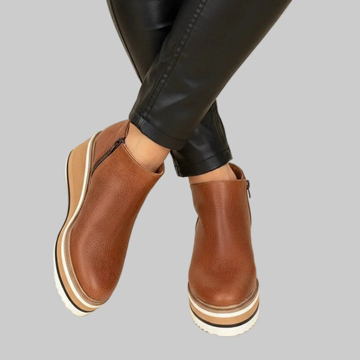 Flo | Bottines à talon compense avec fermeture éclair