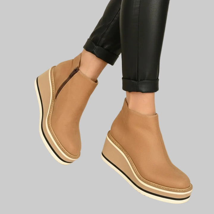 Flo | Bottines à talon compense avec fermeture éclair