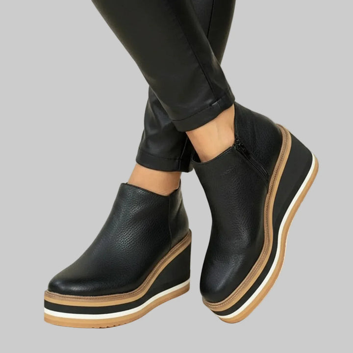 Flo | Bottines à talon compense avec fermeture éclair