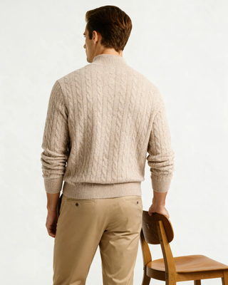 1/2 Zip en Cachemire Tissé 100%