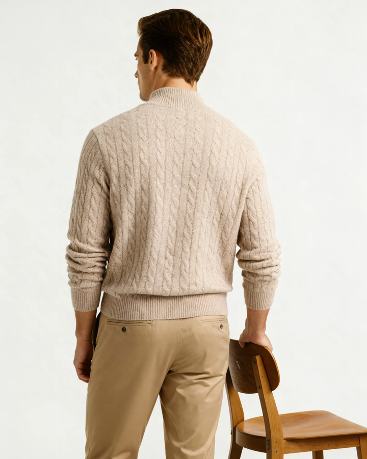1/2 Zip en Cachemire Tissé 100%