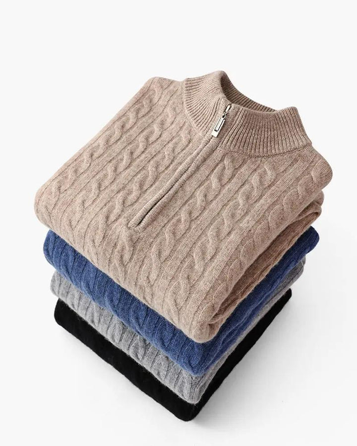 1/2 Zip en Cachemire Tissé 100%