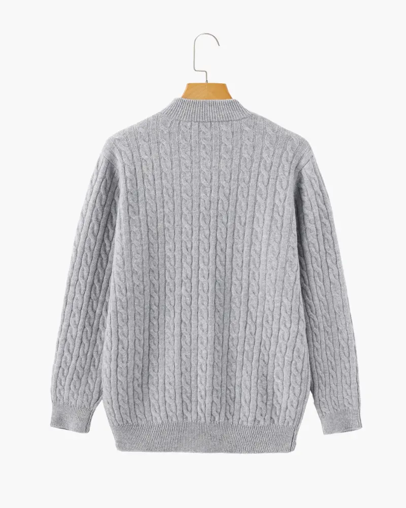 1/2 Zip en Cachemire Tissé 100%