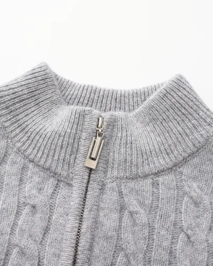 1/2 Zip en Cachemire Tissé 100%