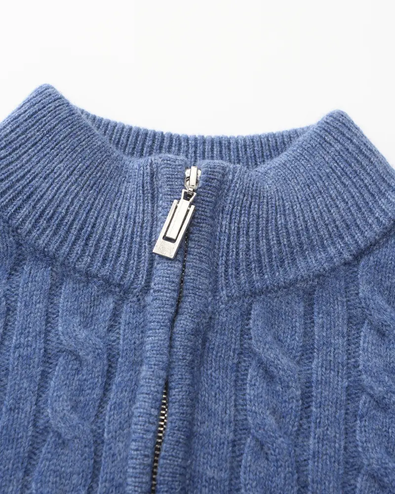 1/2 Zip en Cachemire Tissé 100%
