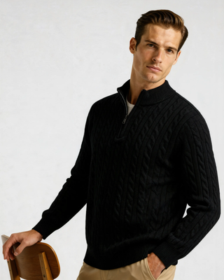 1/2 Zip en Cachemire Tissé 100%