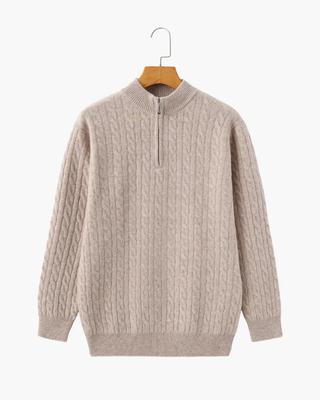 1/2 Zip en Cachemire Tissé 100%