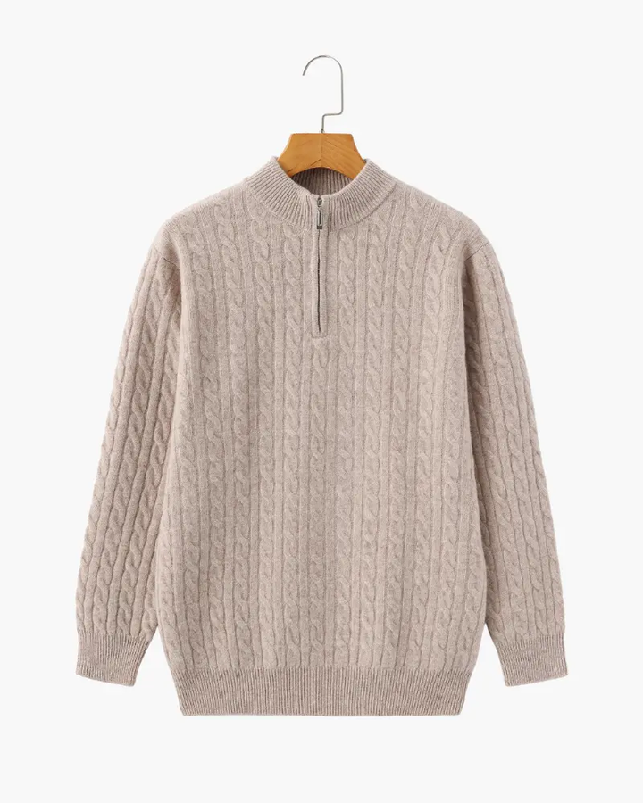 1/2 Zip en Cachemire Tissé 100%