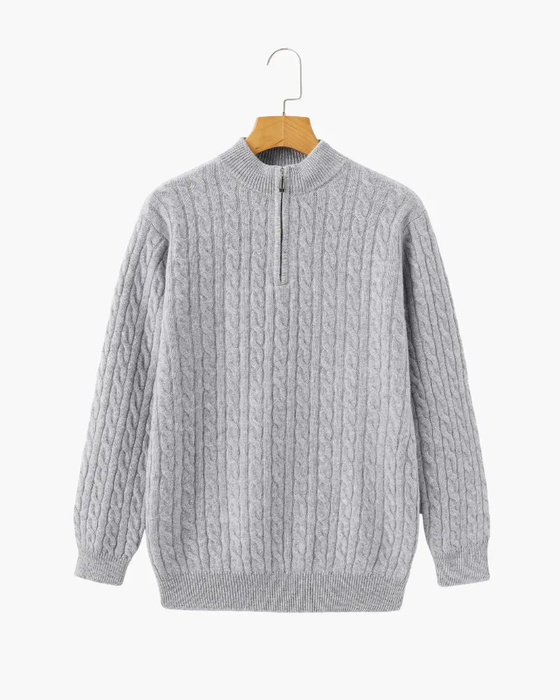 1/2 Zip en Cachemire Tissé 100%