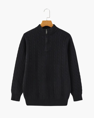 1/2 Zip en Cachemire Tissé 100%