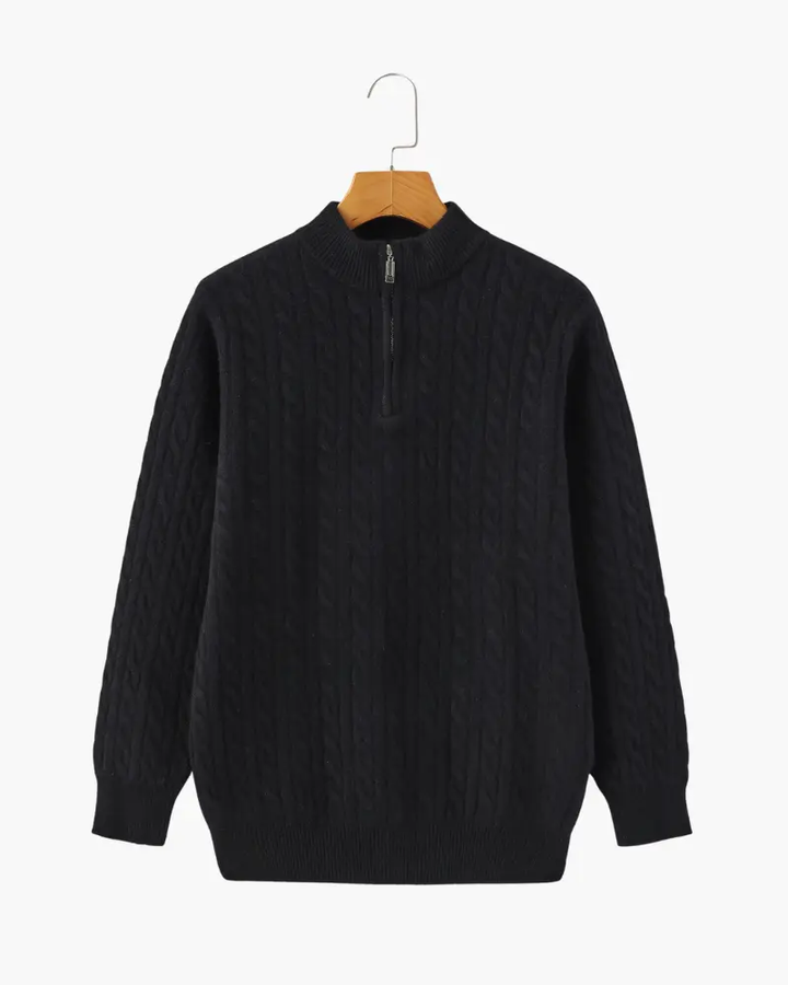 1/2 Zip en Cachemire Tissé 100%
