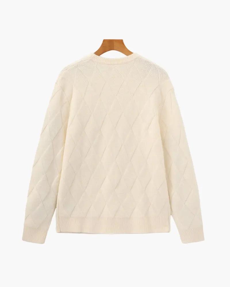 Pull à col rond en tricot diamanté