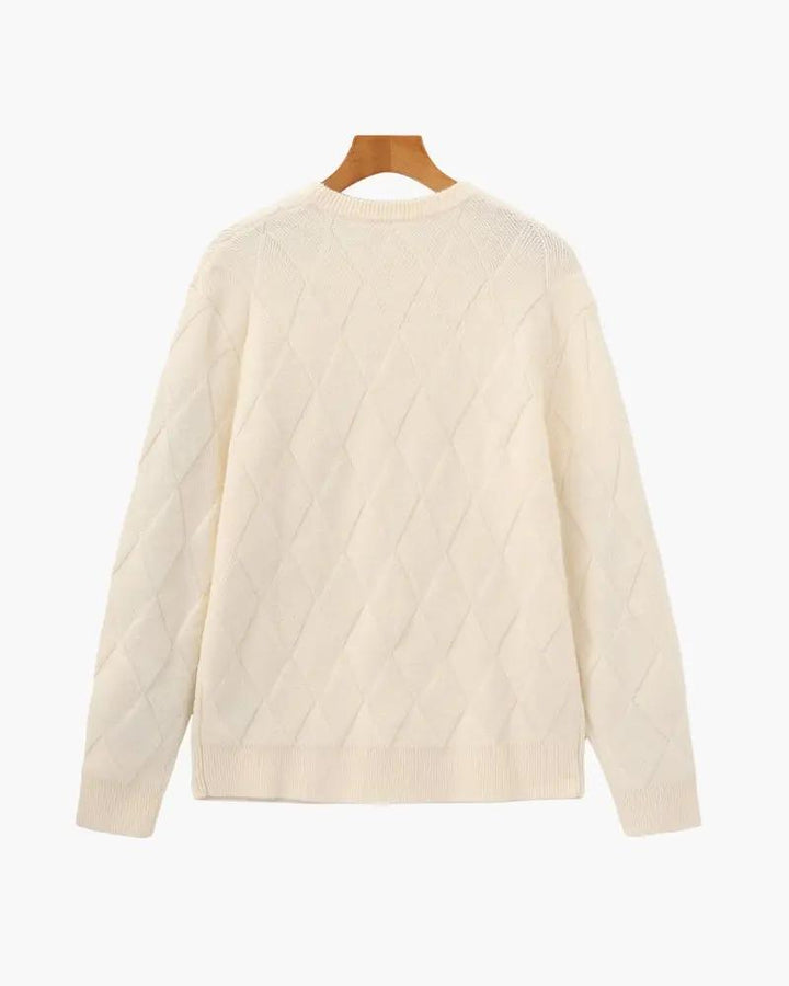 Pull à col rond en tricot diamanté