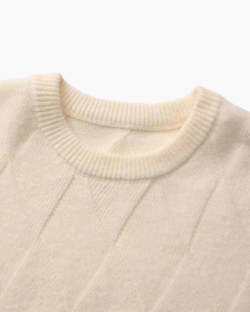 Pull à col rond en tricot diamanté