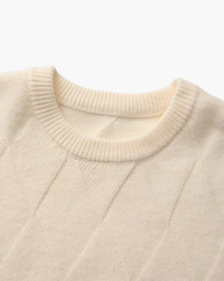 Pull à col rond en tricot diamanté