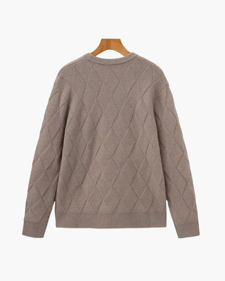 Pull à col rond en tricot diamanté