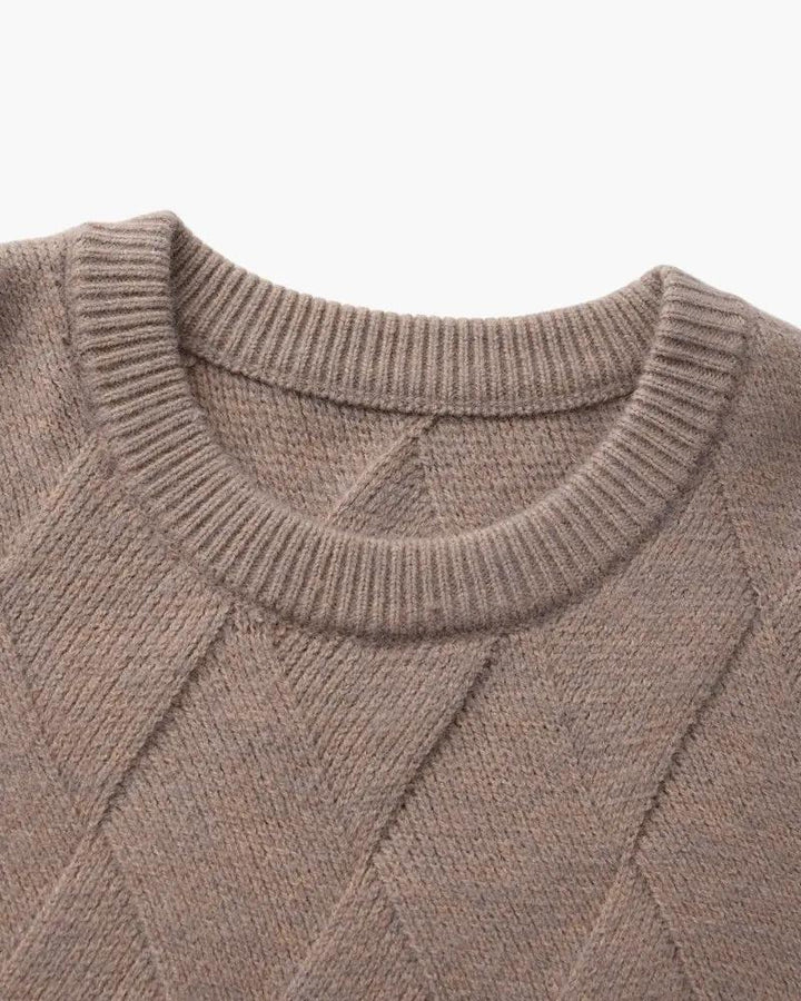 Pull à col rond en tricot diamanté