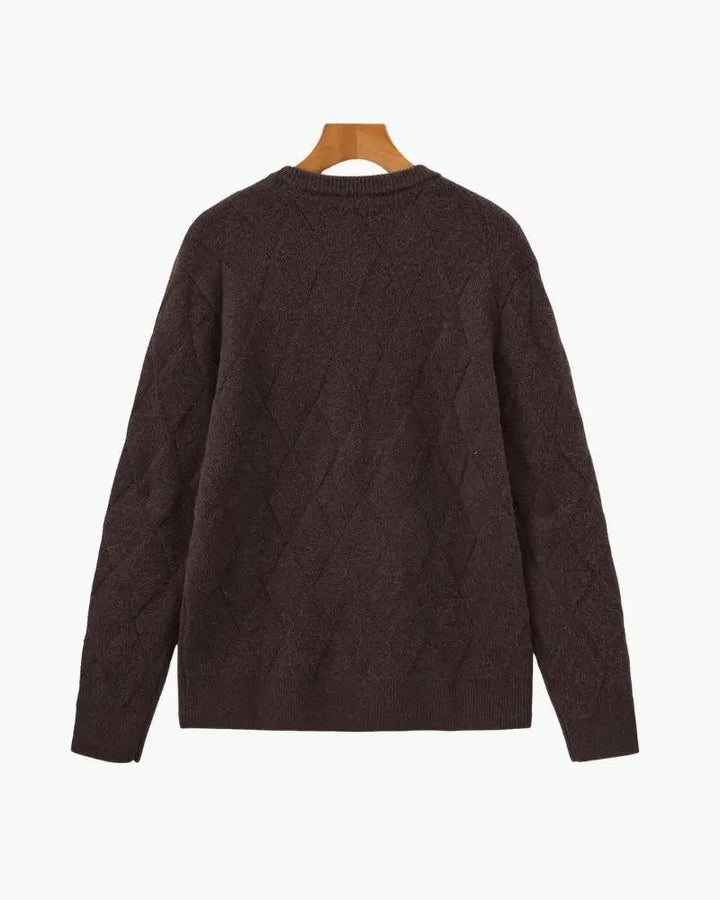 Pull à col rond en tricot diamanté