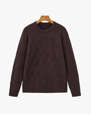 Pull à col rond en tricot diamanté