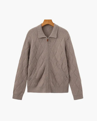 Gilet à capuche à fermeture éclair en tricot Heritage Diamond