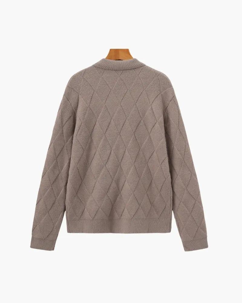 Gilet à capuche à fermeture éclair en tricot Heritage Diamond