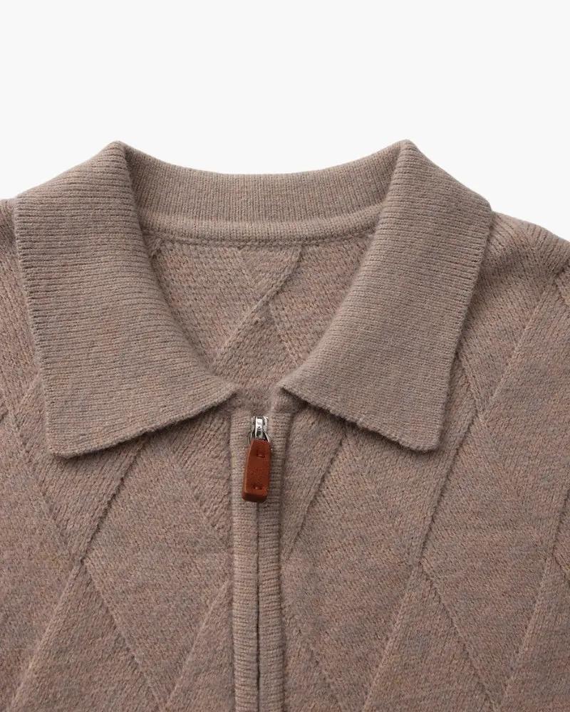 Gilet à capuche à fermeture éclair en tricot Heritage Diamond