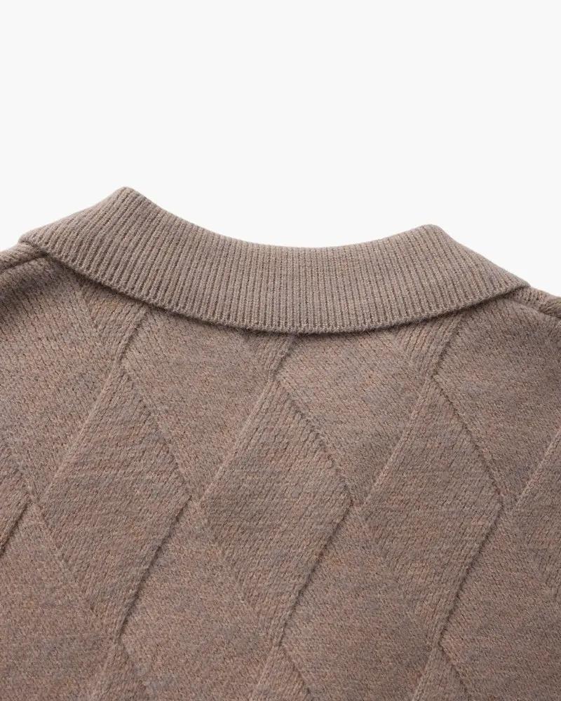 Gilet à capuche à fermeture éclair en tricot Heritage Diamond