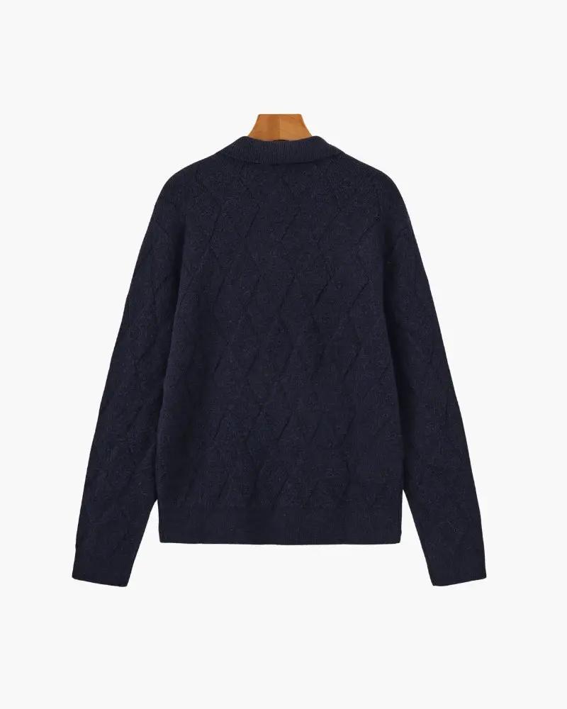 Gilet à capuche à fermeture éclair en tricot Heritage Diamond