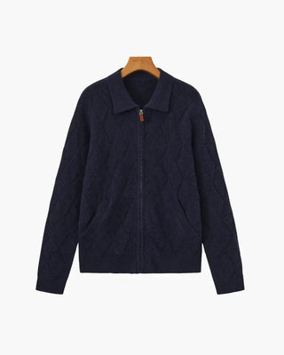 Gilet à capuche à fermeture éclair en tricot Heritage Diamond
