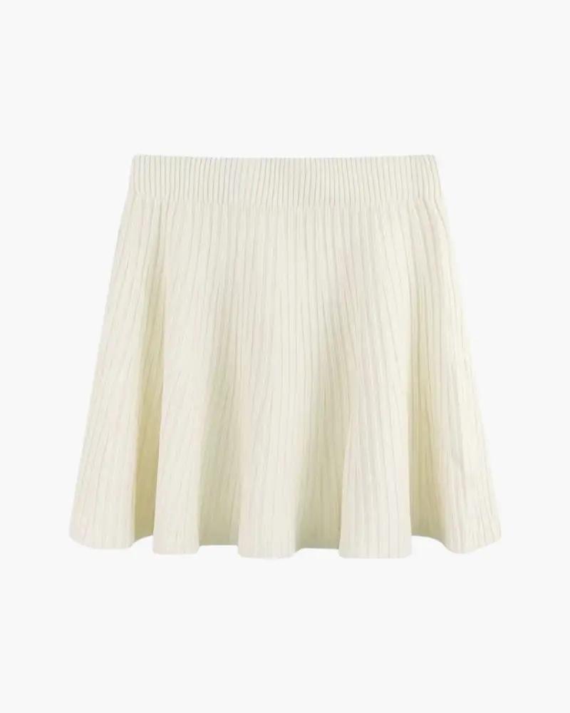Mini jupe plissée Oxford en laine