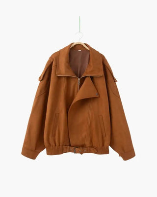 veste drapée en daim vintage