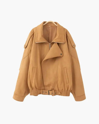 veste drapée en daim vintage