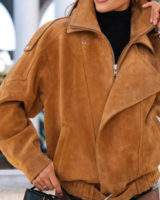 veste drapée en daim vintage
