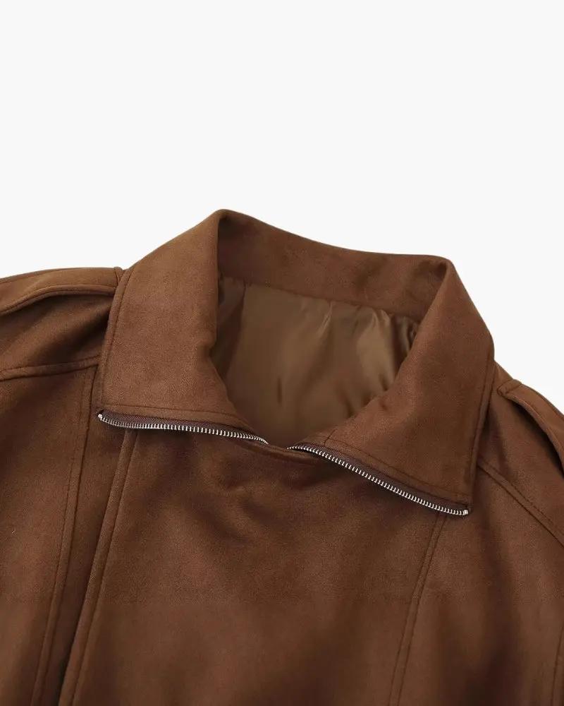 veste drapée en daim vintage