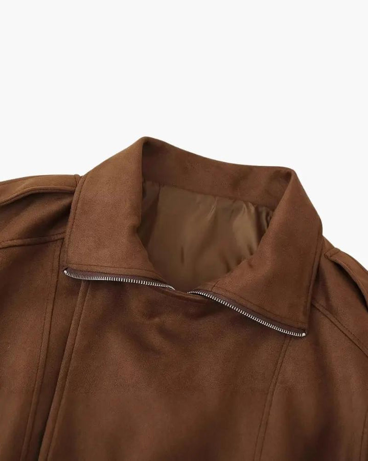 veste drapée en daim vintage